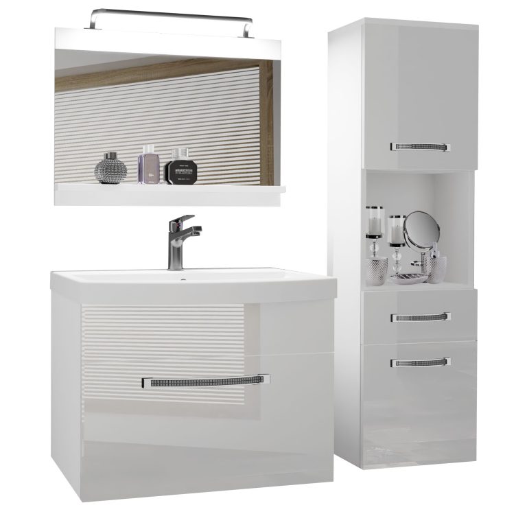 Ensemble de meubles de salle de bain Glamour 43 GLA P 3/0/W/W/0/MB/PP