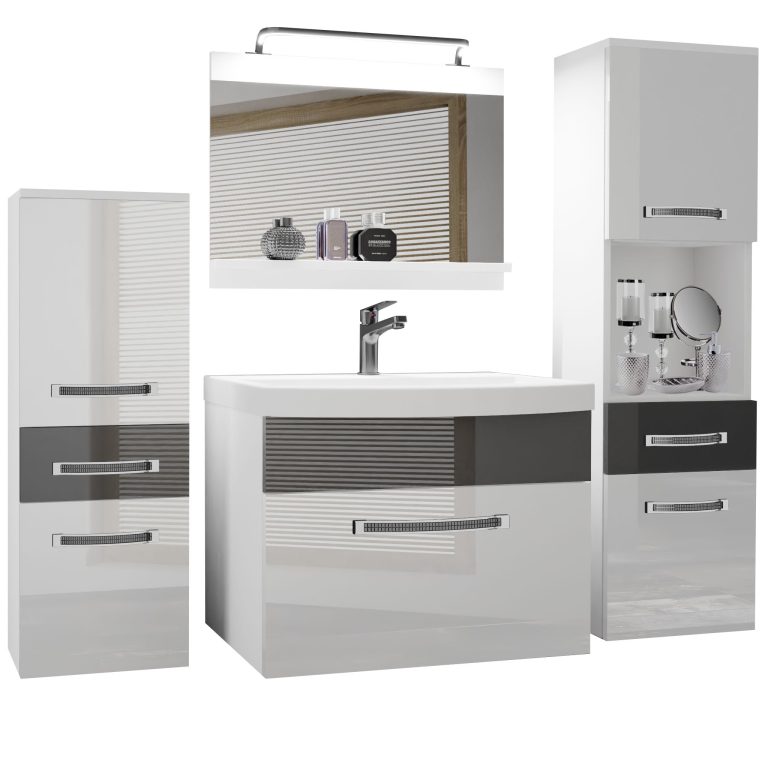 Ensemble de meubles de salle de bain Glamour 85 GLA P 5/0/W/WS/0/MB/PP
