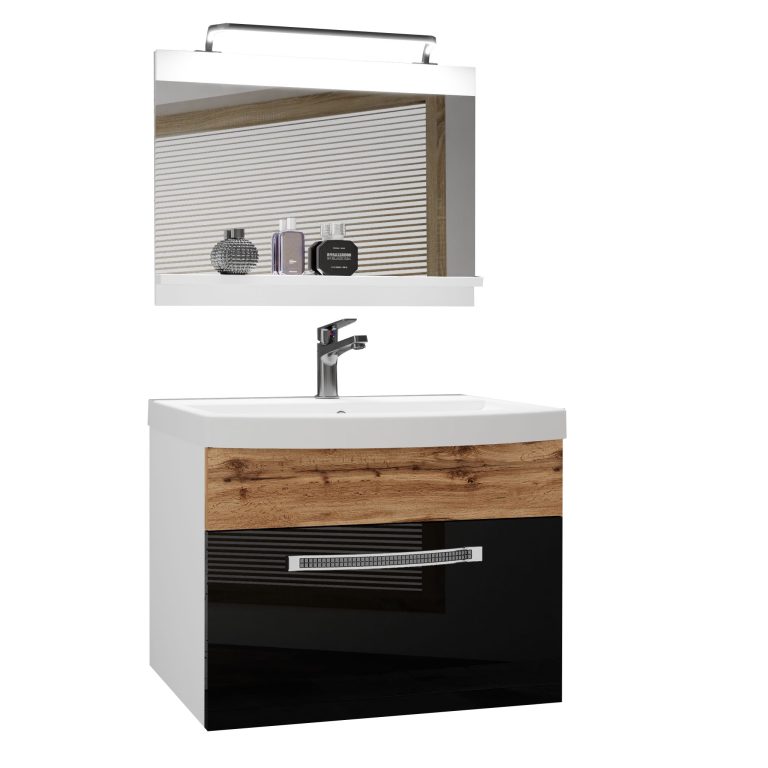 Ensemble de meubles de salle de bain Glamour 19 GLA PM 1/0/W/BDW/0/MB/PP