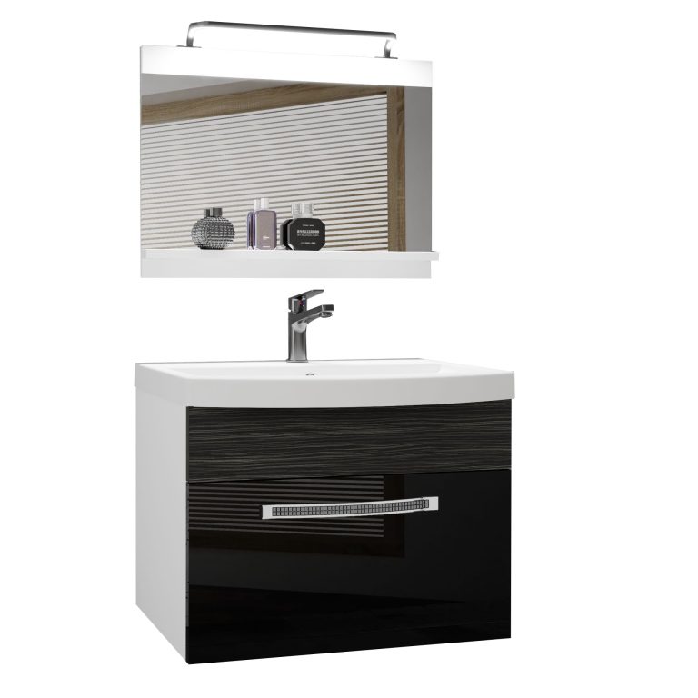 Ensemble de meubles de salle de bain Glamour 18 GLA PM 1/0/W/BHK/0/MB/PP