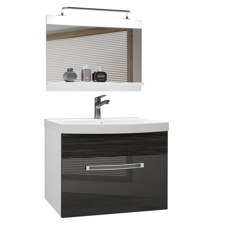 Ensemble de meubles de salle de bain Glamour 14 GLA PM 1/0/W/SHK/0/MB/PP