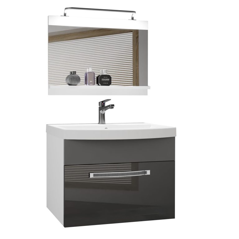 Ensemble de meubles de salle de bain Glamour 15 GLA PM 1/0/W/SSR/0/MB/PP