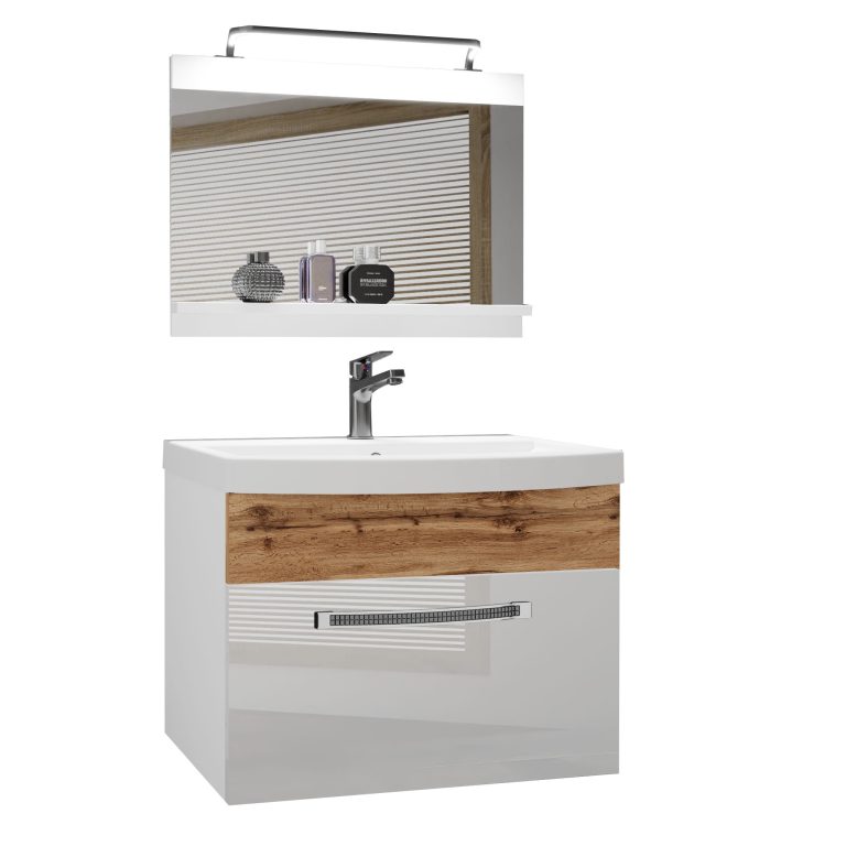 Ensemble de meubles de salle de bain Glamour 17 GLA PM 1/0/W/WDW/0/MB/PP