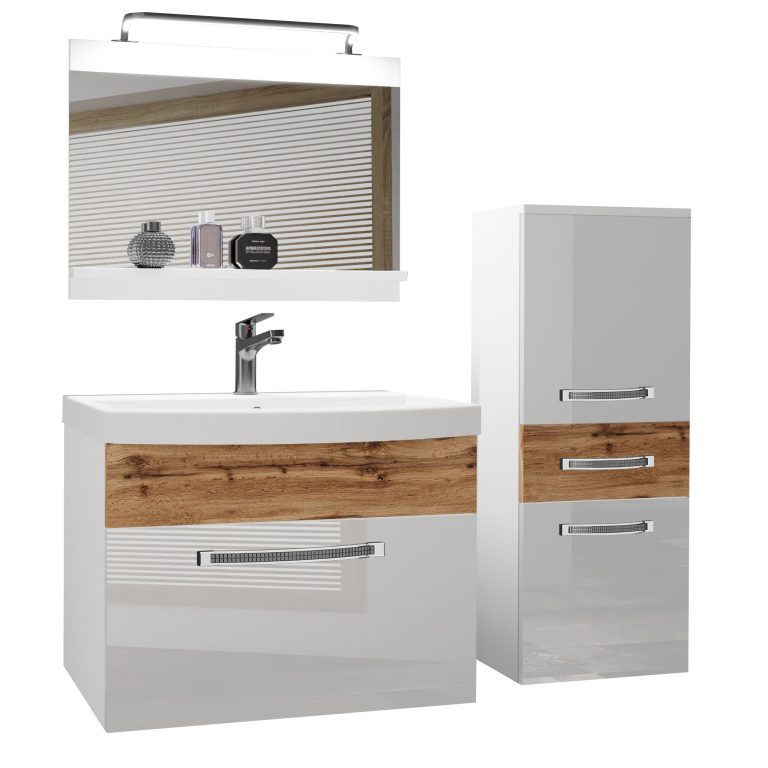 Ensemble de meubles de salle de bain Glamour 36 GLA PM 2/0/W/WDW/0/MB/PP