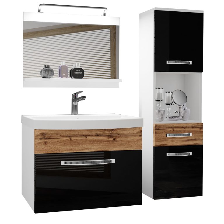 Ensemble de meubles de salle de bain Glamour 57 GLA PM 3/0/W/BDW/0/MB/PP