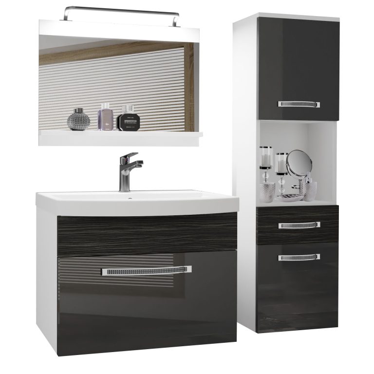 Ensemble de meubles de salle de bain Glamour 52 GLA PM 3/0/W/SHK/0/MB/PP