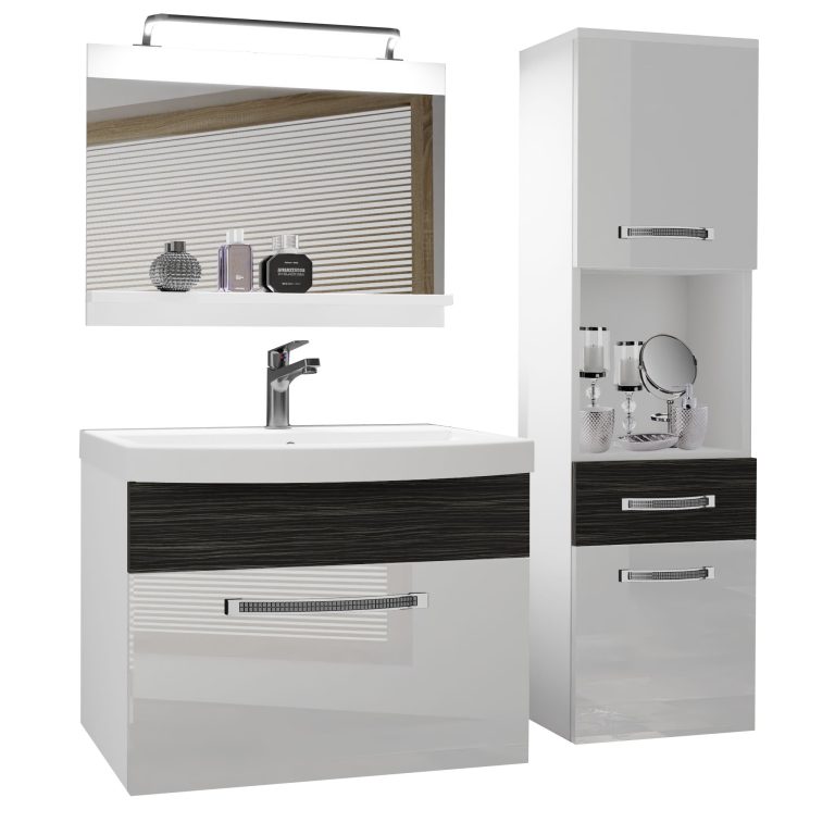 Ensemble de meubles de salle de bain Glamour 54 GLA PM 3/0/W/WHK/0/MB/PP