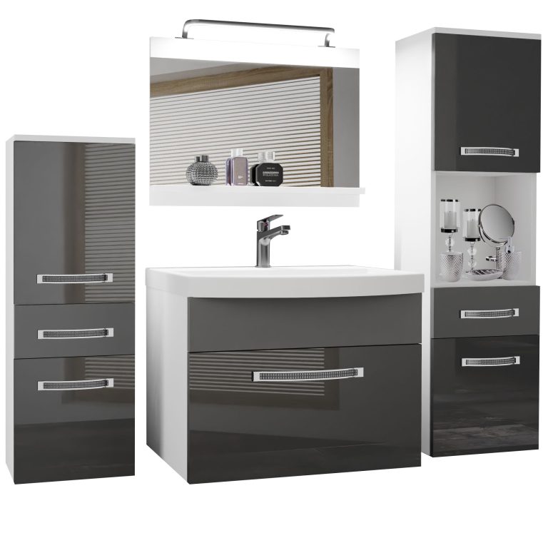 Ensemble de meubles de salle de bain Glamour 91 GLA PM 5/0/W/SSR/0/MB/PP
