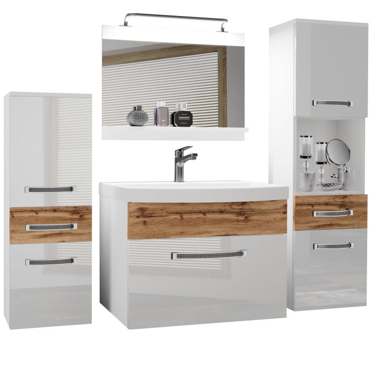 Ensemble de meubles de salle de bain Glamour 93 GLA PM 5/0/W/WDW/0/MB/PP