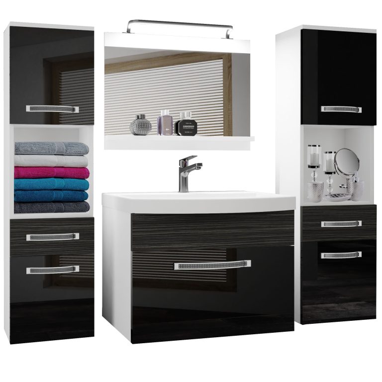 Ensemble de meubles de salle de bain Glamour 113 GLA PM 6/0/W/BHK/0/MB/PP