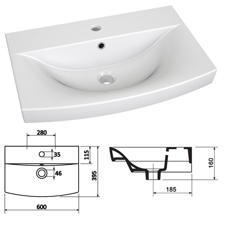 Ensemble de meubles de salle de bain Glamour 105 GLA P 6/0/W/BW/0/MB/PP