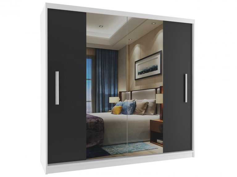 Armoire coulissante 200 cm avec miroir noir ébène foncé Fabricant ME SZP1/2/W/B/0/AL