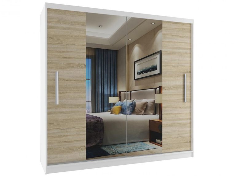 Armoire coulissante 200 cm avec miroir chêne chêne wotan chêne sonoma Fabricant ME SZP1/2/W/DS/0/AL