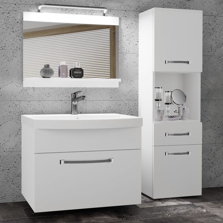 Ensemble de meubles de salle de bain Glamour 39 GLA M 3/0/W/W/0/MB/PP