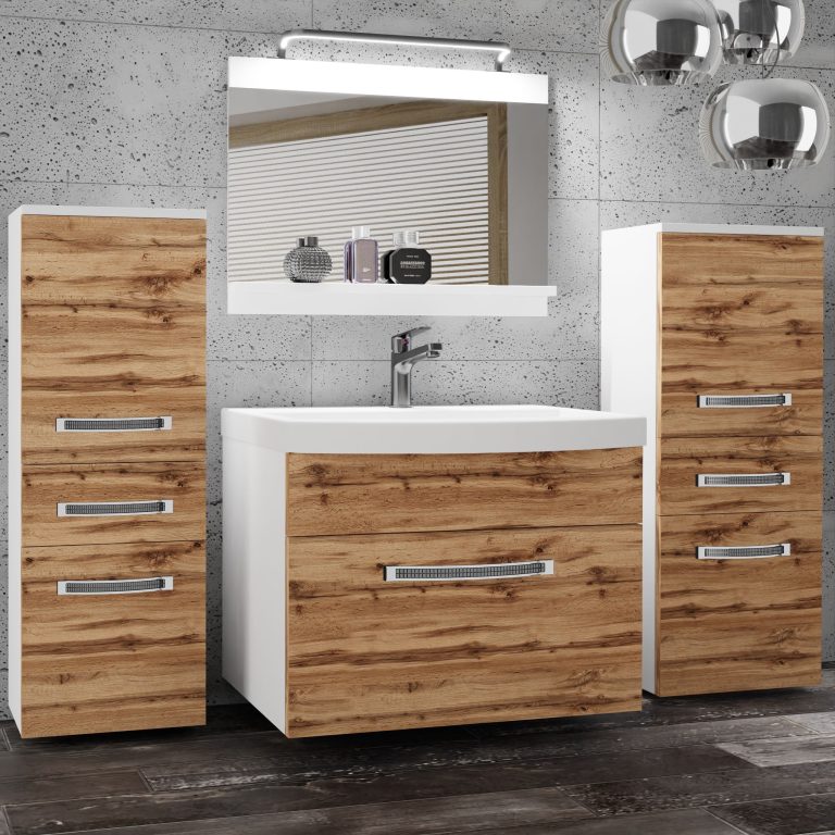 Ensemble de meubles de salle de bain Glamour 61 GLA M 4/0/W/DW/0/MB/PP