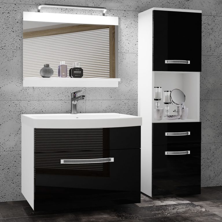 Ensemble de meubles de salle de bain Glamour 44 GLA P 3/0/W/B/0/MB/PP
