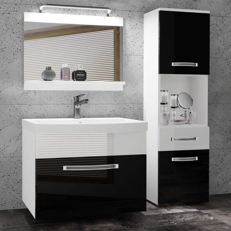 Ensemble de meubles de salle de bain Glamour 48 GLA P 3/0/W/BW/0/MB/PP