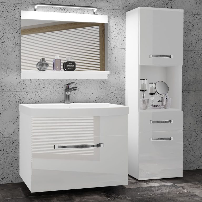 Ensemble de meubles de salle de bain Glamour 43 GLA P 3/0/W/W/0/MB/PP