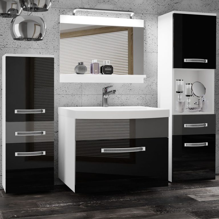 Ensemble de meubles de salle de bain Glamour 87 GLA P 5/0/W/BS/0/MB/PP