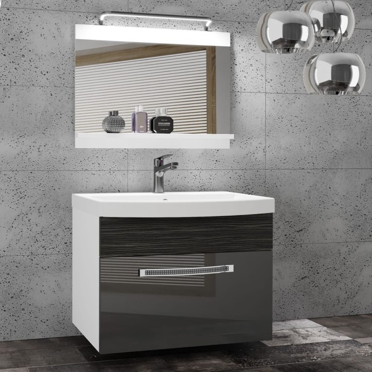 Ensemble de meubles de salle de bain Glamour 14 GLA PM 1/0/W/SHK/0/MB/PP