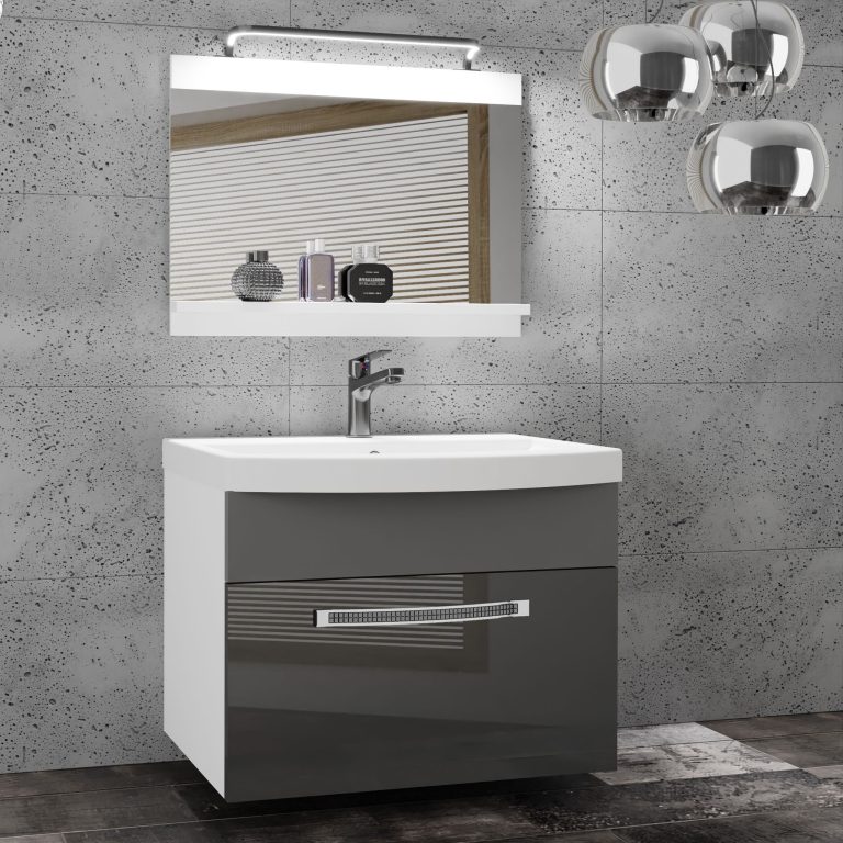 Ensemble de meubles de salle de bain Glamour 15 GLA PM 1/0/W/SSR/0/MB/PP