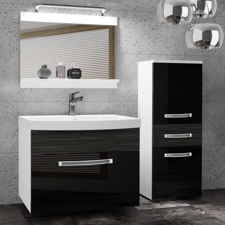 Ensemble de meubles de salle de bain Glamour 37 GLA PM 2/0/W/BHK/0/MB/PP
