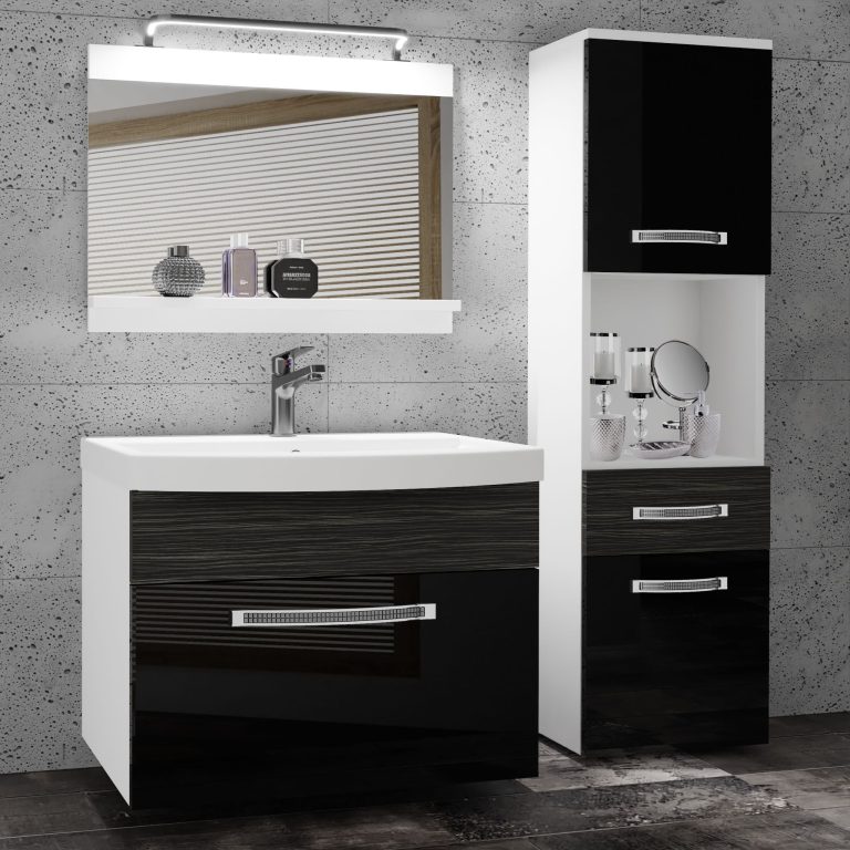  Ensemble de meubles de salle de bain Glamour 56 GLA PM 3/0/W/BHK/0/MB/PP