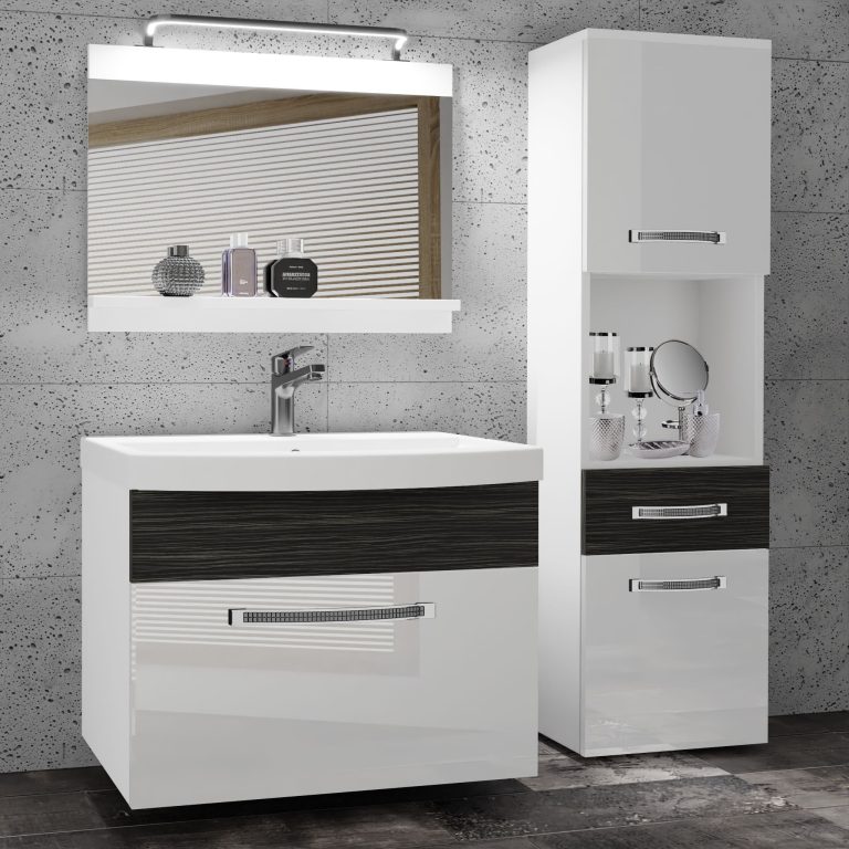 Ensemble de meubles de salle de bain Glamour 54 GLA PM 3/0/W/WHK/0/MB/PP