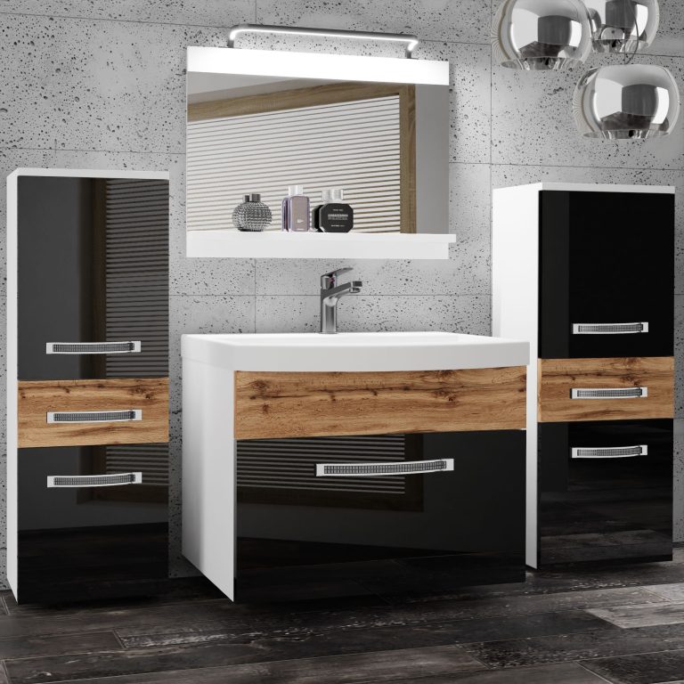 Ensemble de meubles de salle de bain Glamour 76 GLA PM 4/0/W/BDW/0/MB/PP