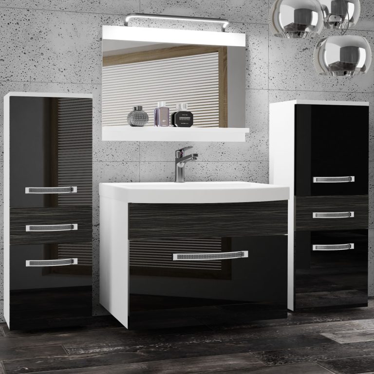 Ensemble de meubles de salle de bain Glamour 75 GLA PM 4/0/W/BHK/0/MB/PP