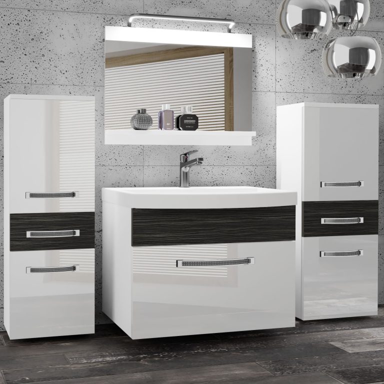 Ensemble de meubles de salle de bain Glamour 73 GLA PM 4/0/W/WHK/0/MB/PP