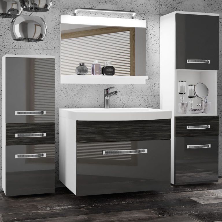 Ensemble de meubles de salle de bain Glamour 90 GLA PM 5/0/W/SHK/0/MB/PP