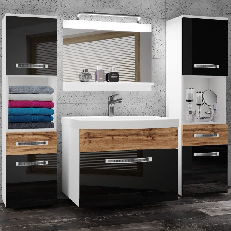 Ensemble de meubles de salle de bain Glamour 114 GLA PM 6/0/W/BDW/0/MB/PP