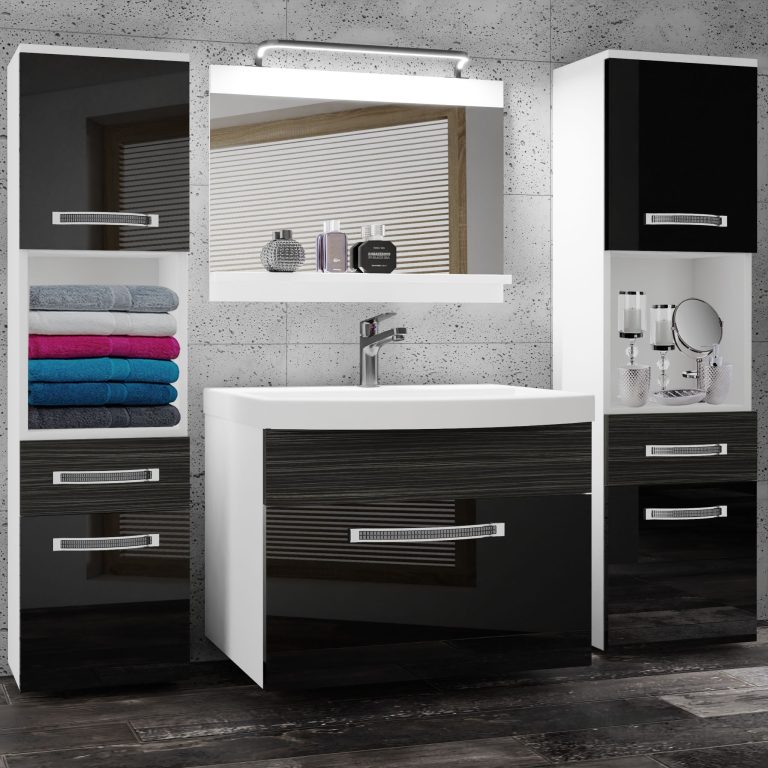 Ensemble de meubles de salle de bain Glamour 113 GLA PM 6/0/W/BHK/0/MB/PP