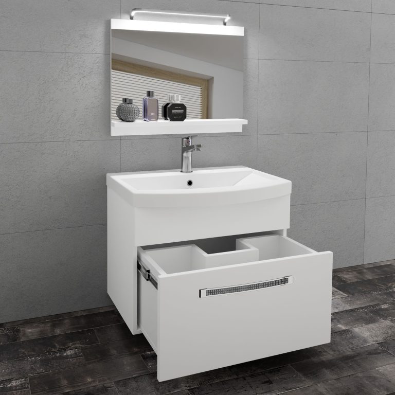 Ensemble de meubles de salle de bain Glamour 1 GLA M 1/0/W/W/0/MB/PP