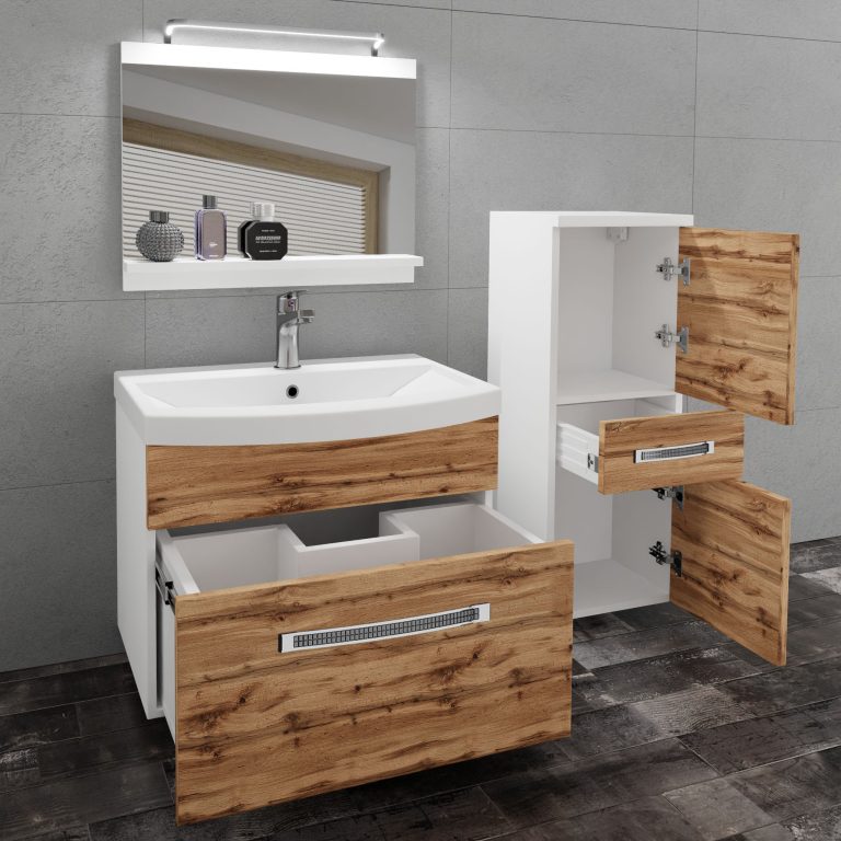 Ensemble de meubles de salle de bain Glamour 23 GLA M 2/0/W/DW/0/MB/PP