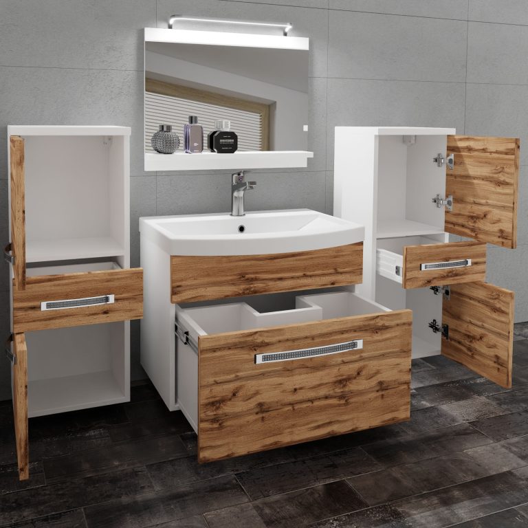 Ensemble de meubles de salle de bain Glamour 61 GLA M 4/0/W/DW/0/MB/PP