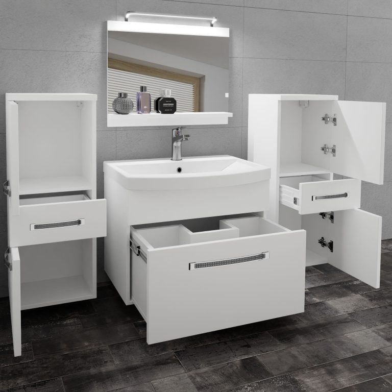 Ensemble de meubles de salle de bain Glamour 58 GLA M 4/0/W/W/0/MB/PP