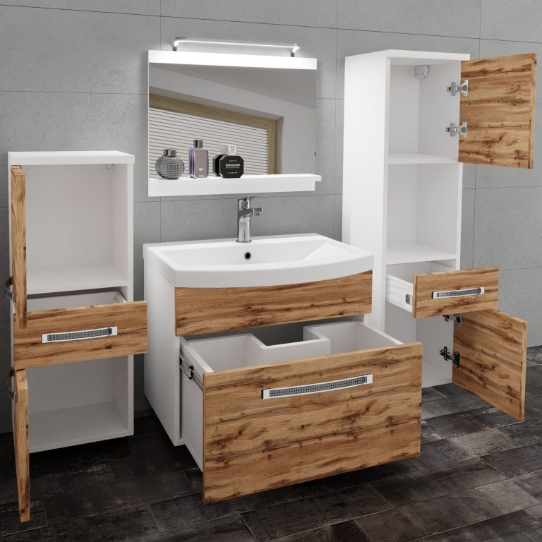 Ensemble de meubles de salle de bain Glamour 80 GLA M 5/0/W/DW/0/MB/PP