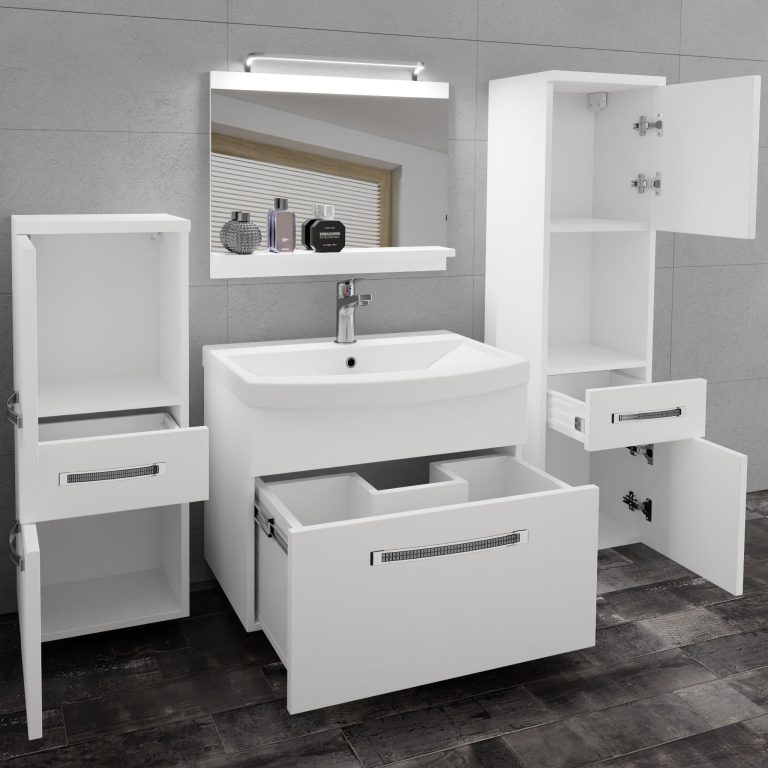 Ensemble de meubles de salle de bain Glamour 77 GLA M 5/0/W/W/0/MB/PP