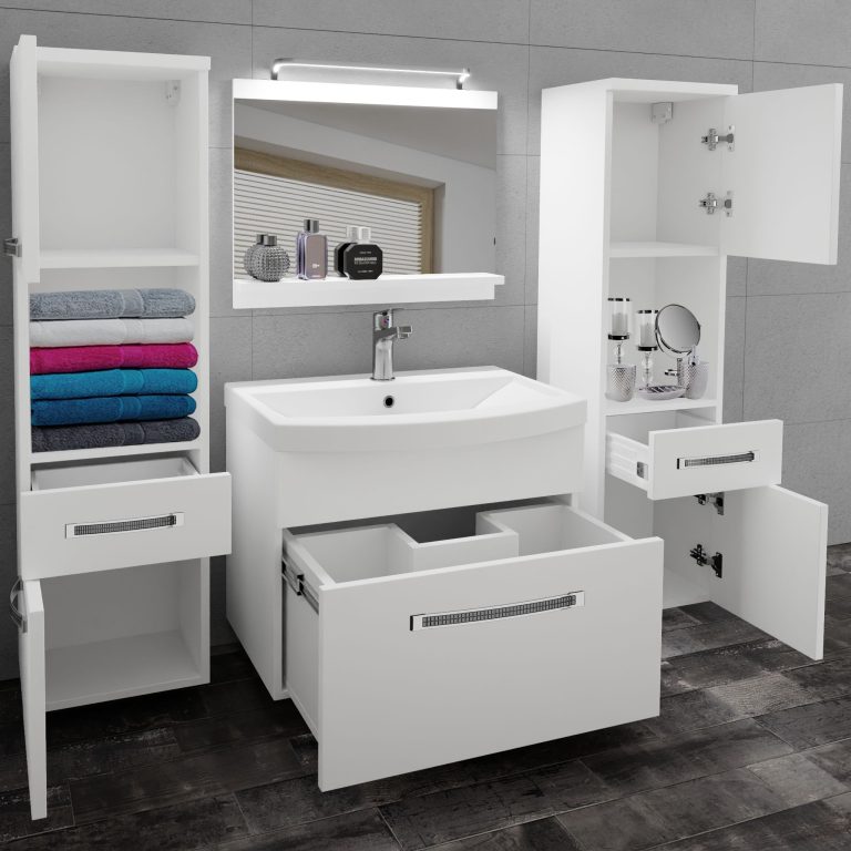 Ensemble de meubles de salle de bain Glamour 96 GLA M 6/0/W/W/0/MB/PP