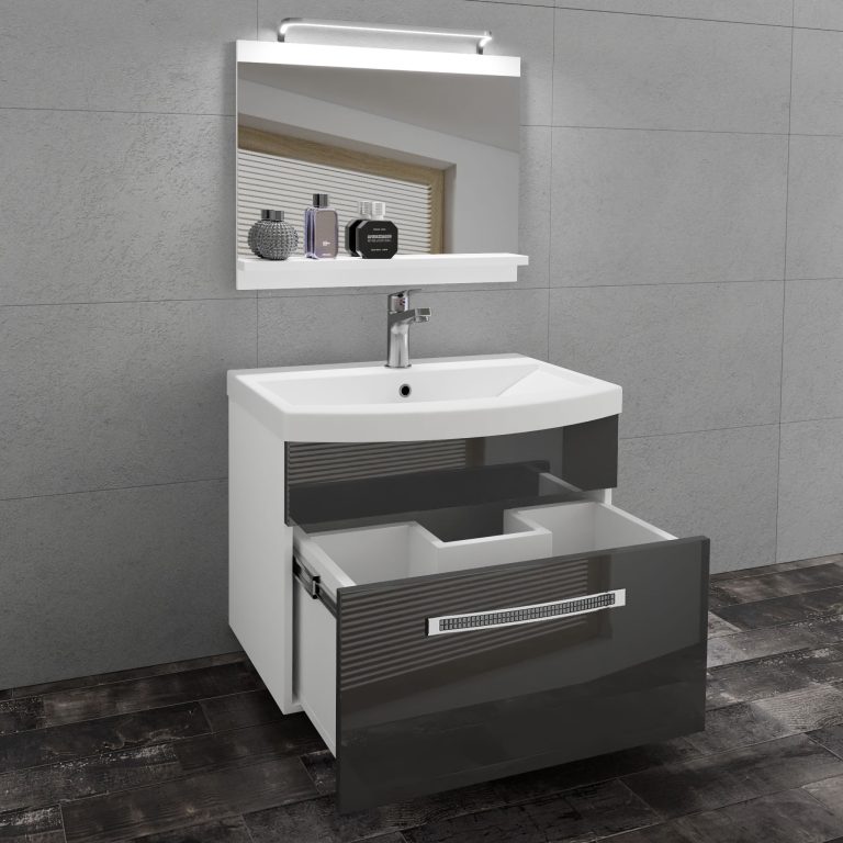 Ensemble de meubles de salle de bain Glamour 7 GLA P 1/0/W/S/0/MB/PP