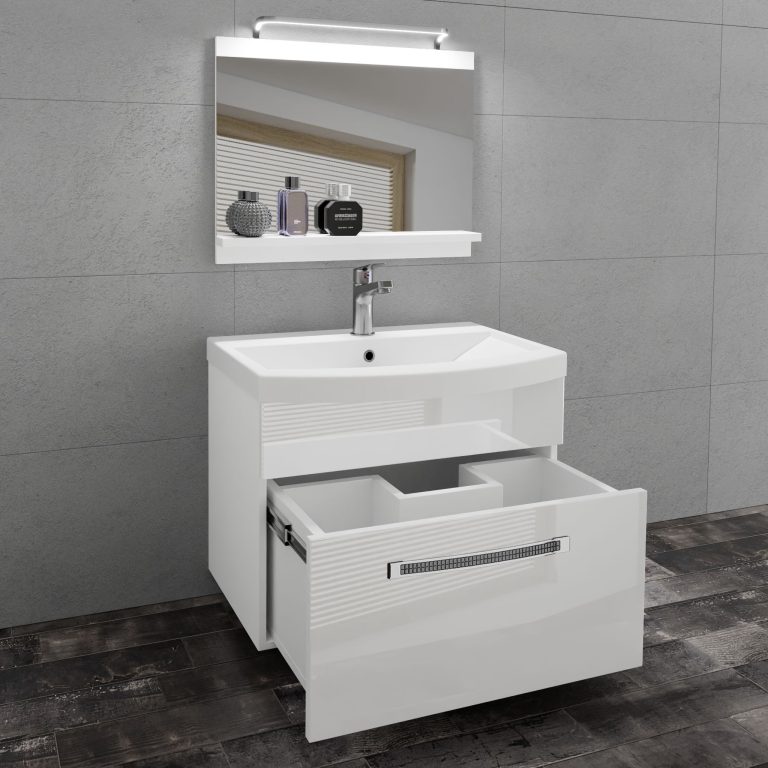 Ensemble de meubles de salle de bain Glamour 5 GLA P 1/0/W/W/0/MB/PP