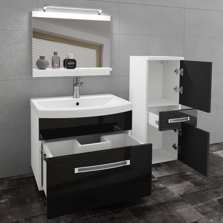 Ensemble de meubles de salle de bain Glamour 25 GLA P 2/0/W/B/0/MB/PP