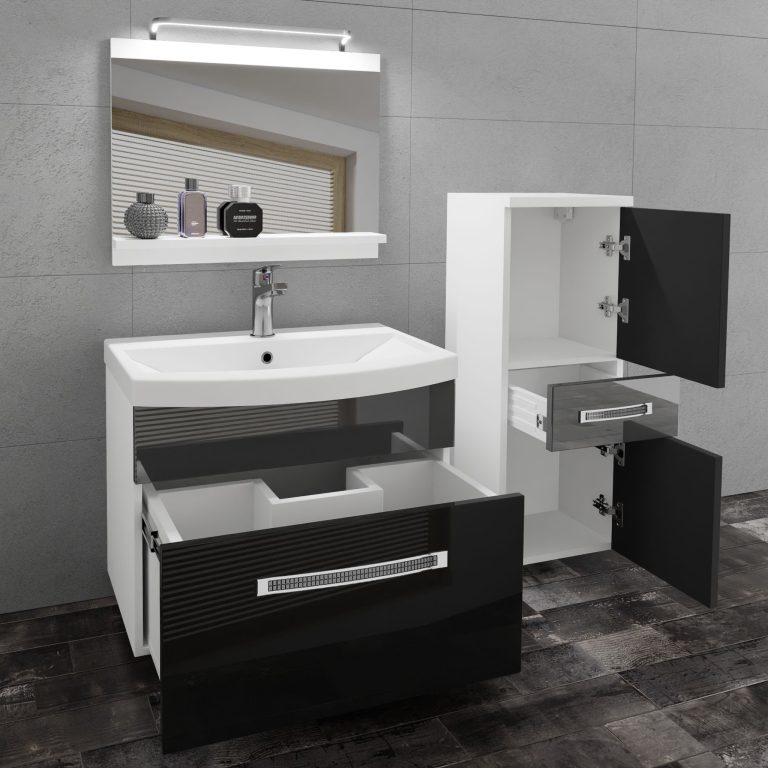 Ensemble de meubles de salle de bain Glamour 30 GLA P 2/0/W/BS/0/MB/PP
