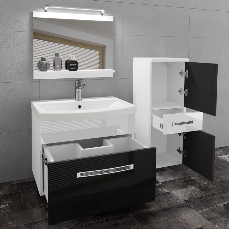 Ensemble de meubles de salle de bain Glamour 29 GLA P 2/0/W/BW/0/MB/PP