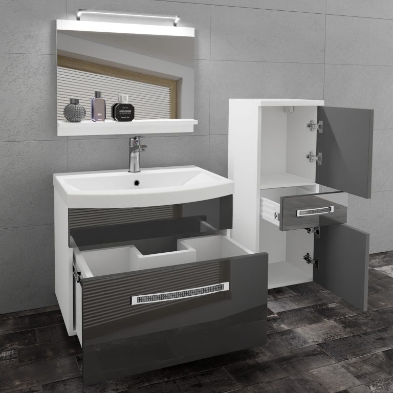 Ensemble de meubles de salle de bain Glamour 26 GLA P 2/0/W/S/0/MB/PP