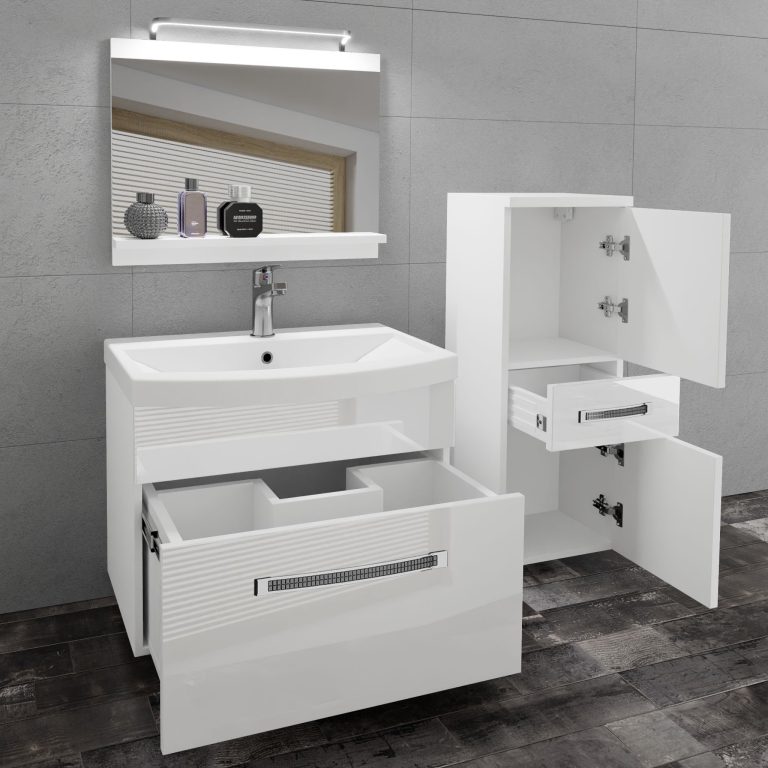 Ensemble de meubles de salle de bain Glamour 24 GLA P 2/0/W/W/0/MB/PP