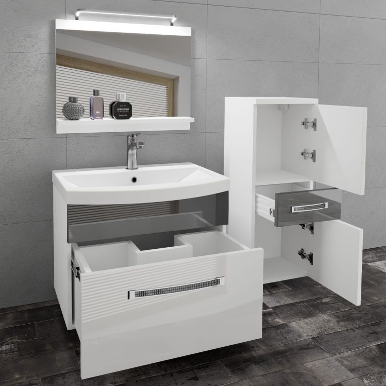 Ensemble de meubles de salle de bain Glamour 28 GLA P 2/0/W/WS/0/MB/PP