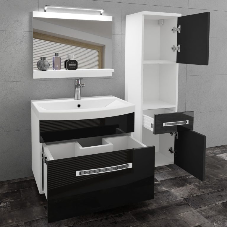 Ensemble de meubles de salle de bain Glamour 44 GLA P 3/0/W/B/0/MB/PP